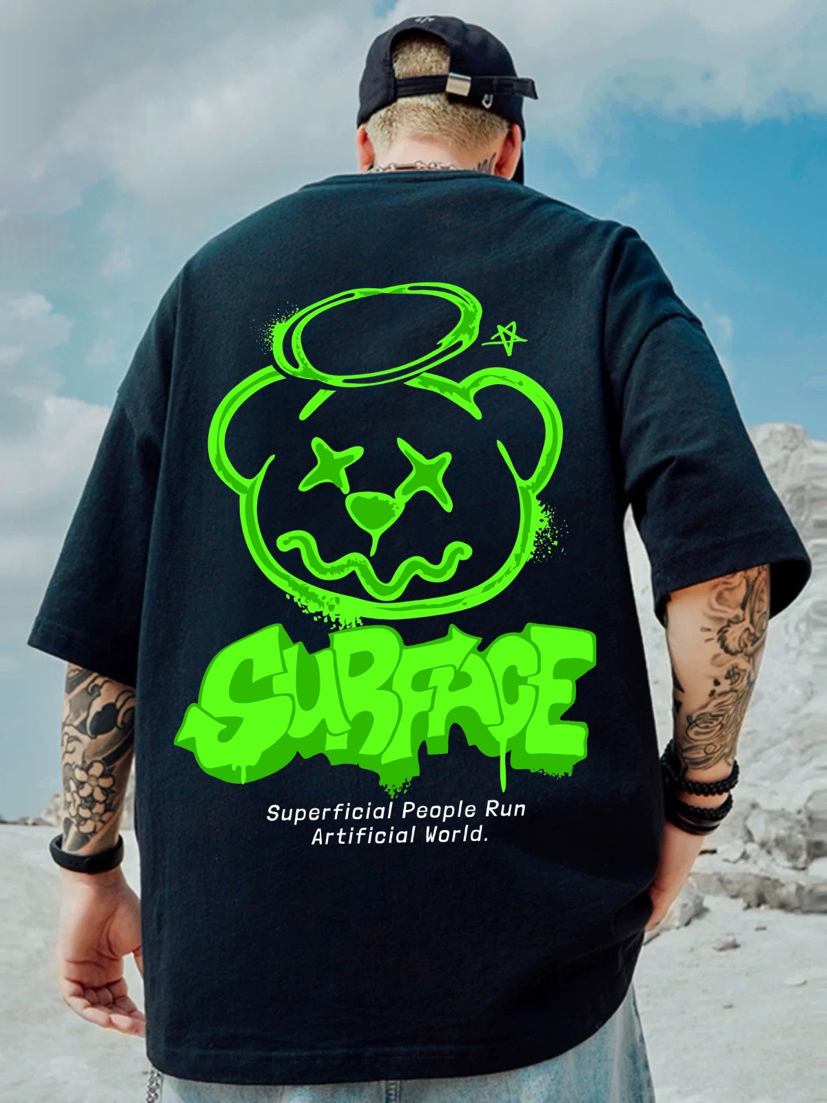 Oversized T-shirt : “Superfacial Surface Only”