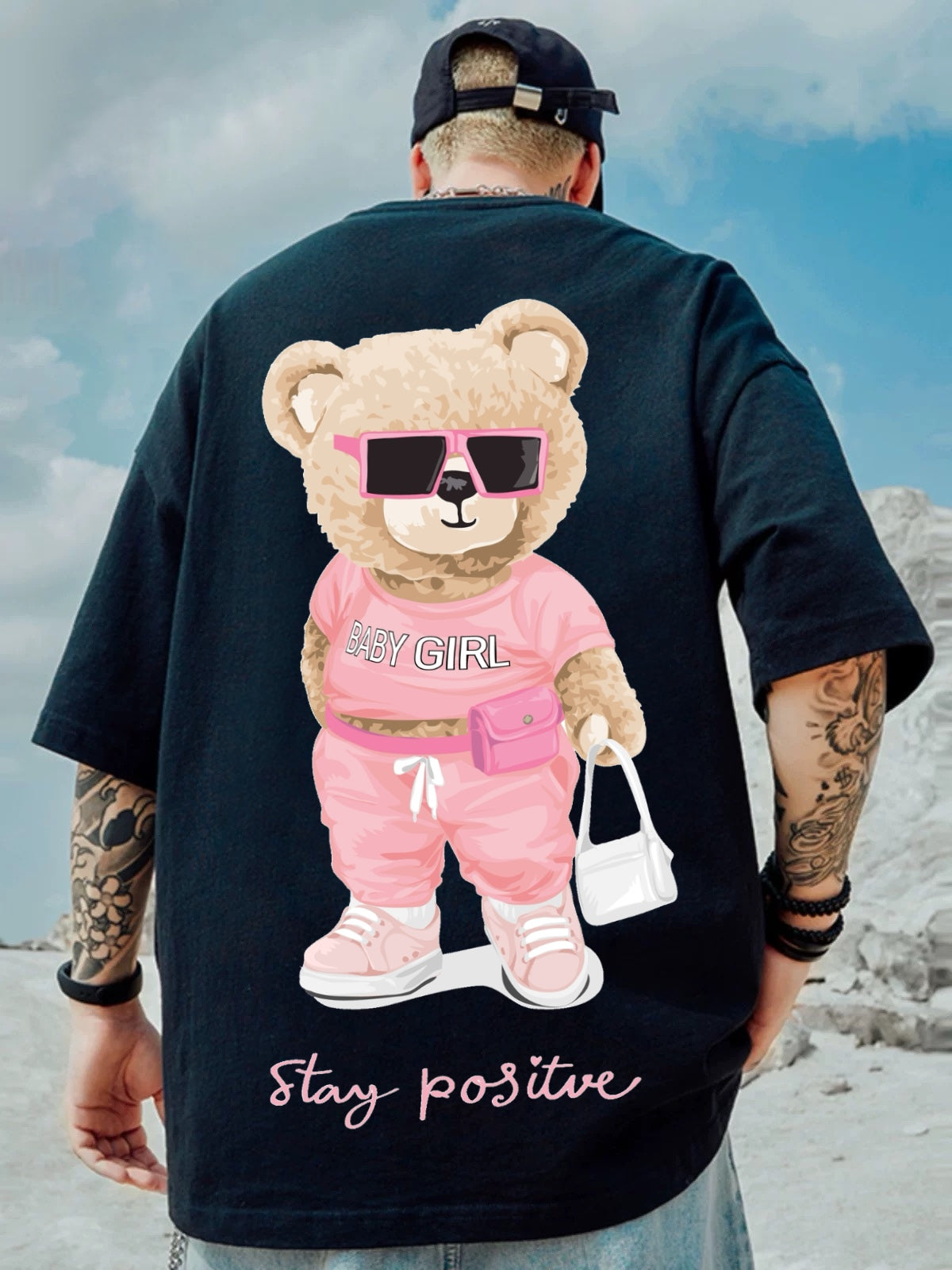 Oversized T-shirt : “Stay Positive”