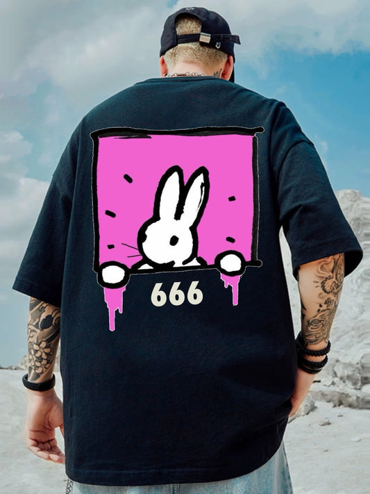 Oversized T-shirt : “Pink Rabbit 666”