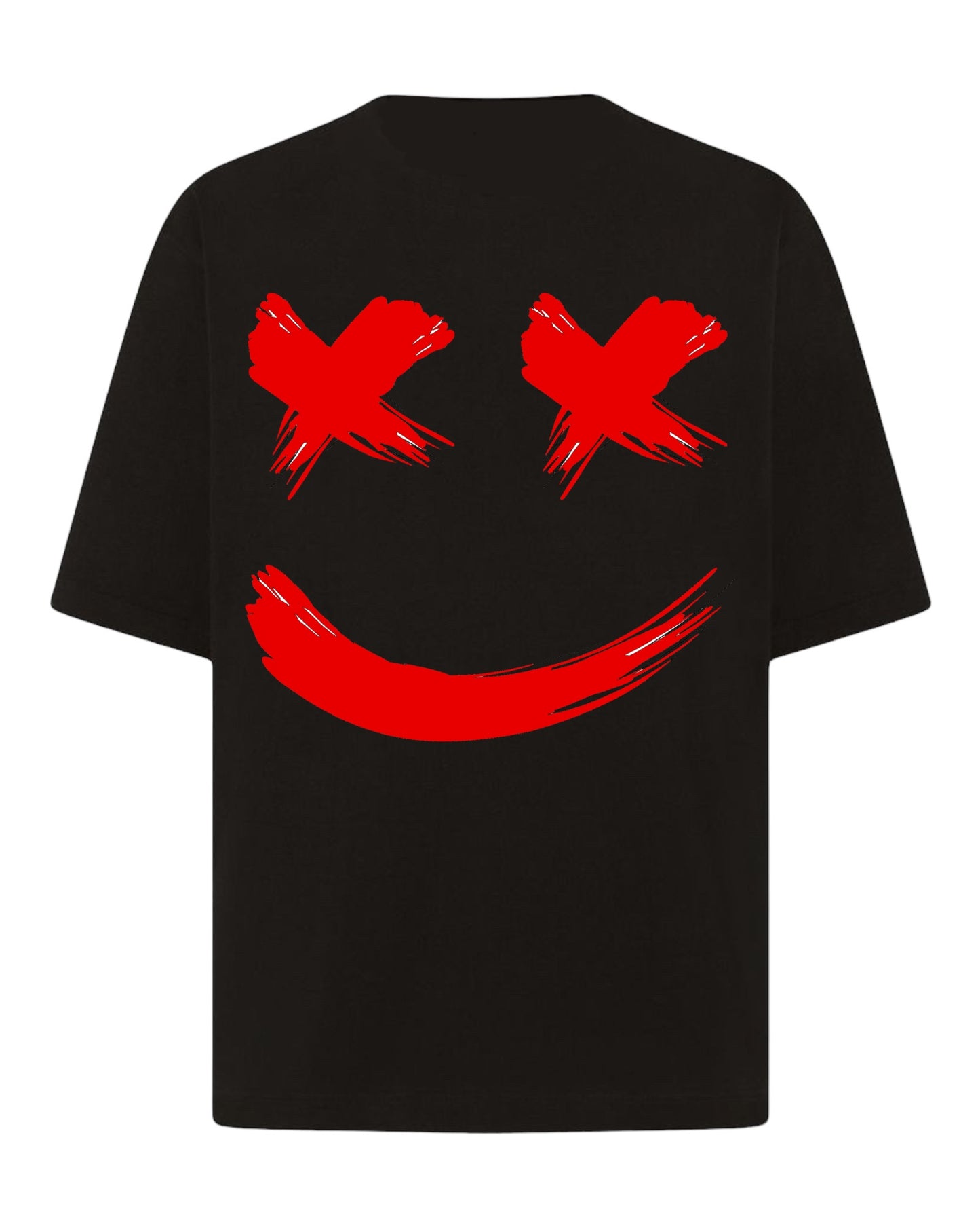 "Crimson Cheer: Smiley Edition" Unisex Oversized T-Shirt
