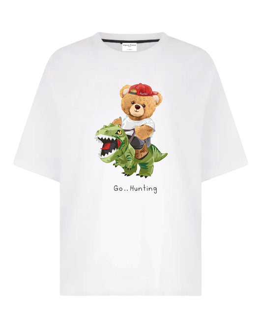 "Jurassic Joyride with Teddy" Unisex Oversized T-Shirt
