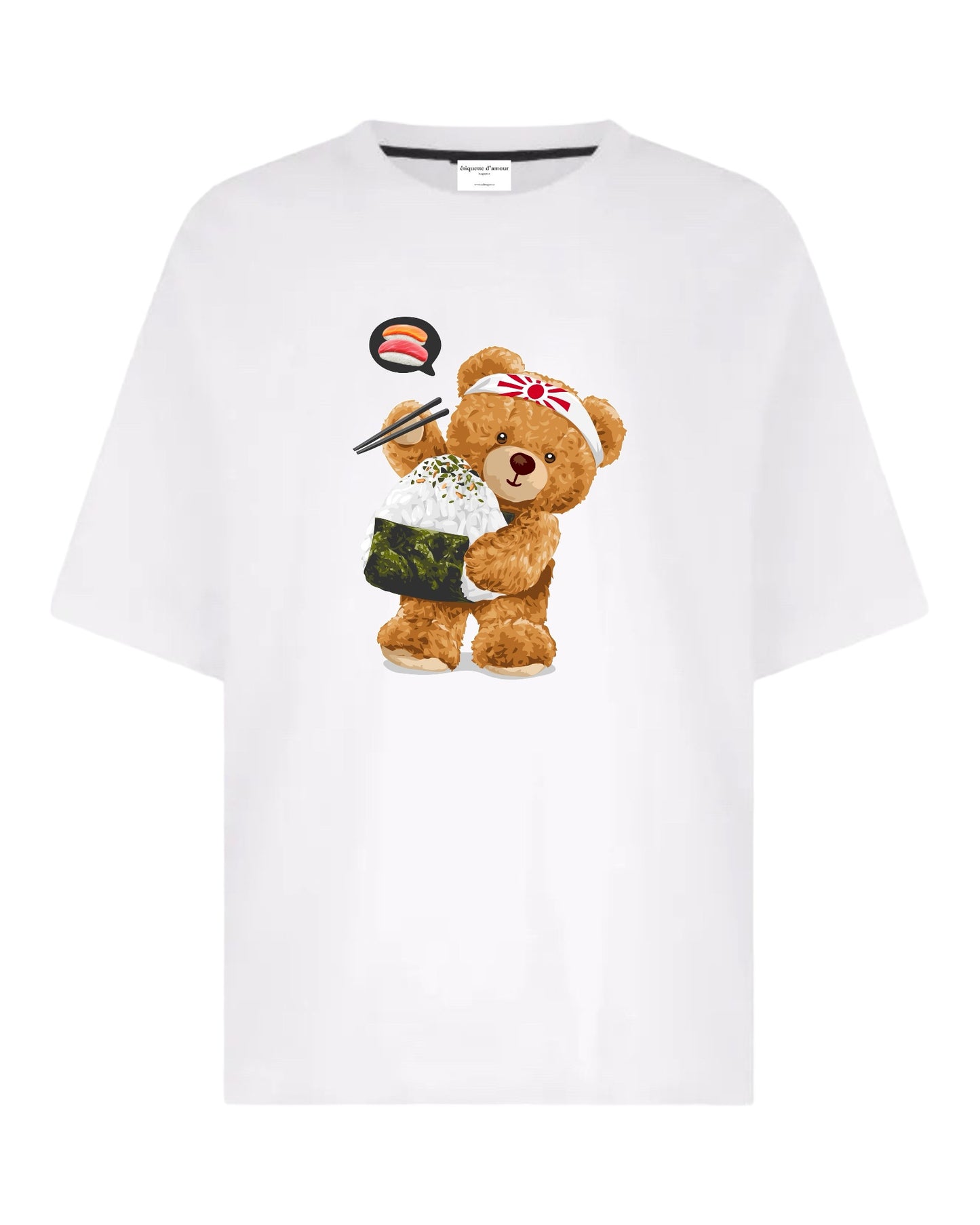 "Rice Roll Relish with Teddy" Unisex Oversized T-Shirt