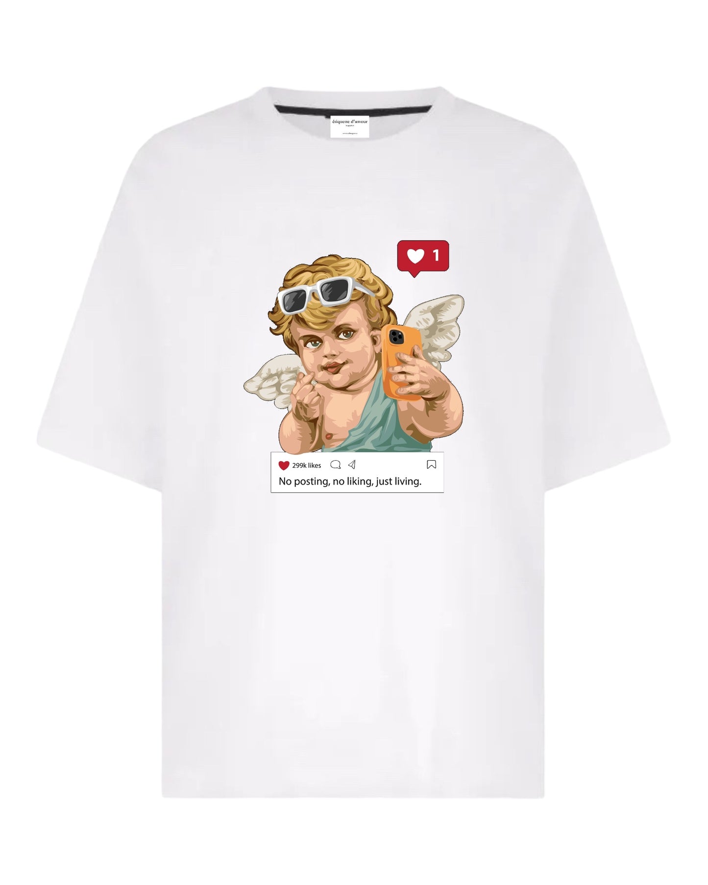 "Celestial Clicks: Angelic Selfie" Unisex Oversized T-Shirt