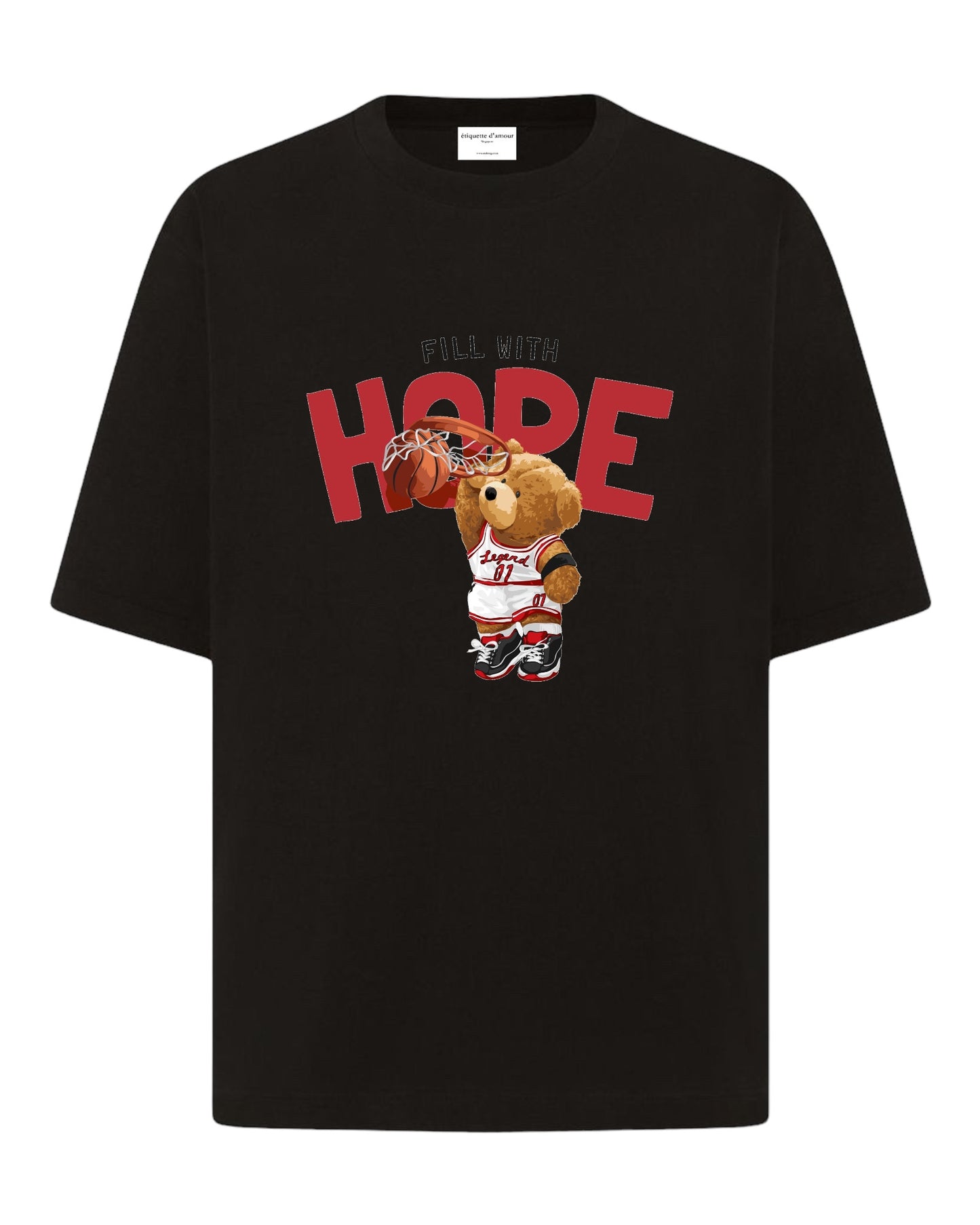 "Teddy's Dunking Delight: Hope Edition" Unisex Oversized T-Shirt