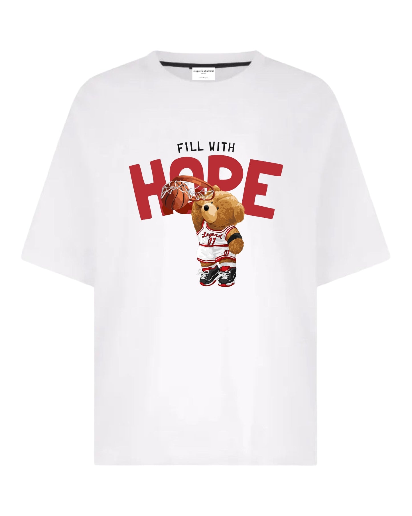 "Teddy's Dunking Delight: Hope Edition" Unisex Oversized T-Shirt