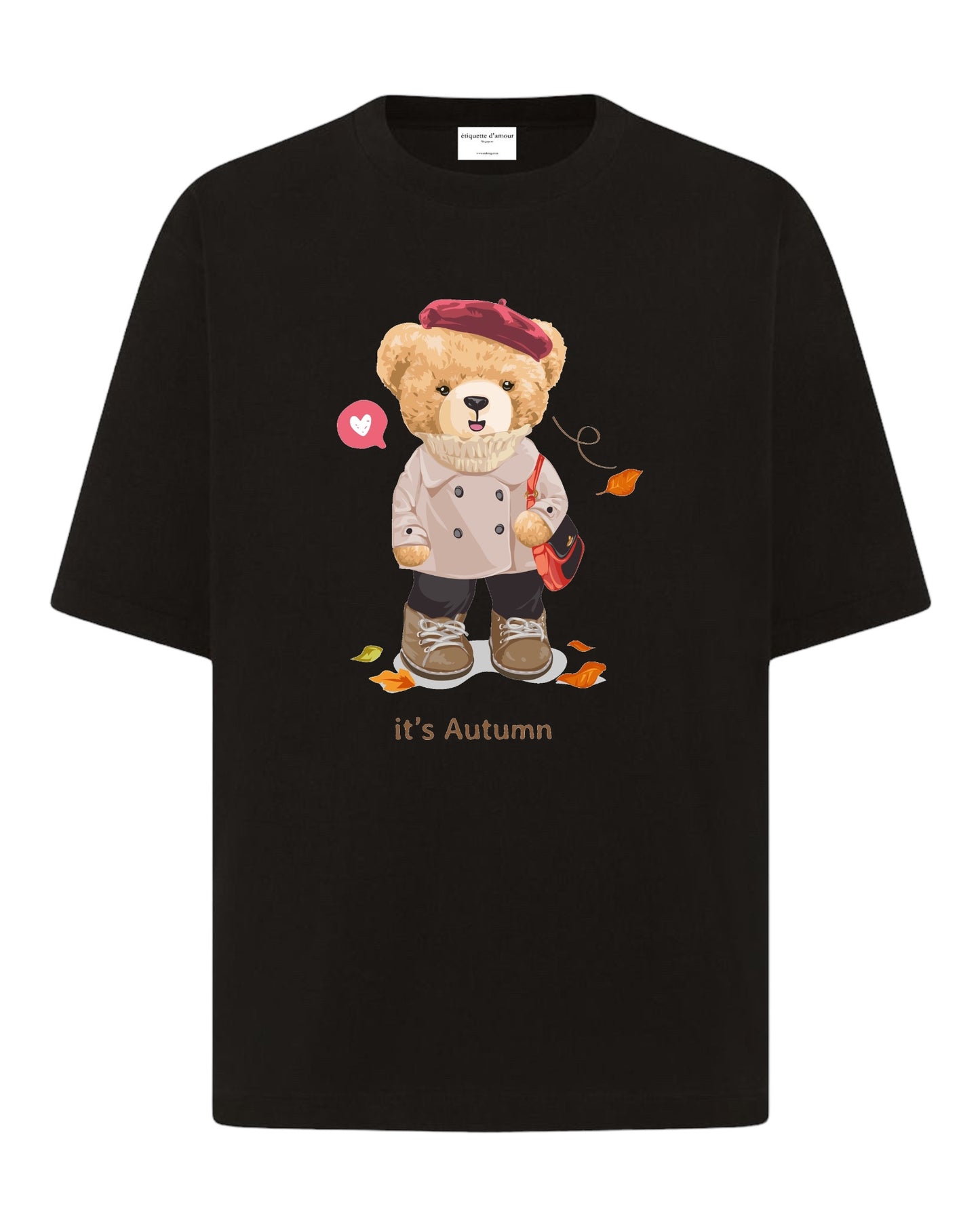 "Autumnal Teddy Ensemble" Unisex Oversized T-Shirt