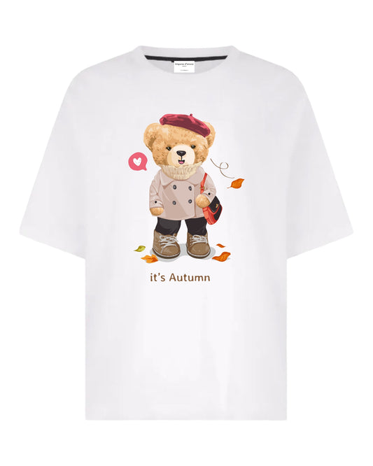 "Autumnal Teddy Ensemble" Unisex Oversized T-Shirt