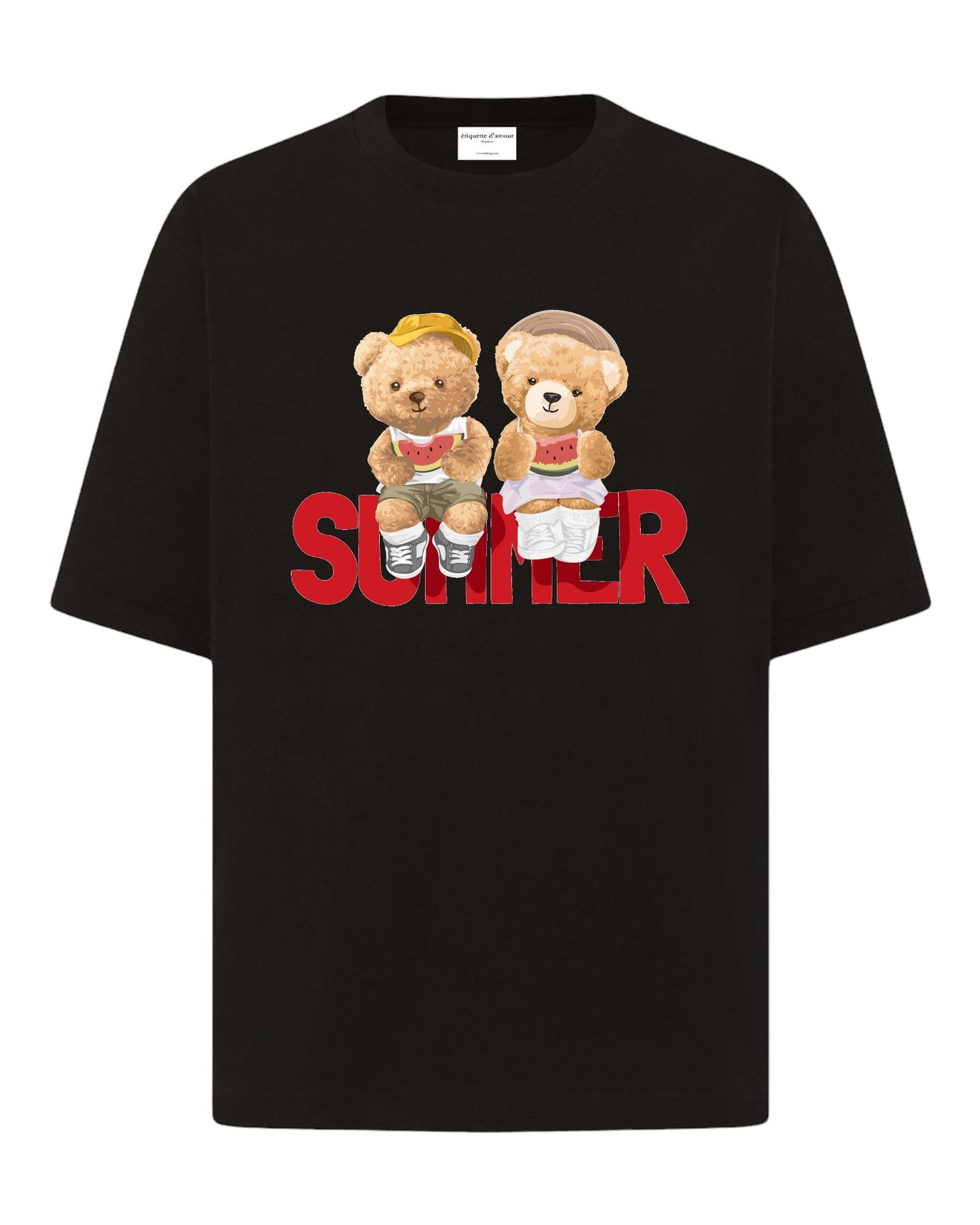 "Melon Munching Bears: Summer Joy" Unisex Oversized T-Shirt