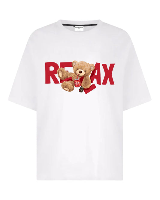 "Fizz & Relax: Teddy's Cola Break" Unisex Oversized T-Shirt