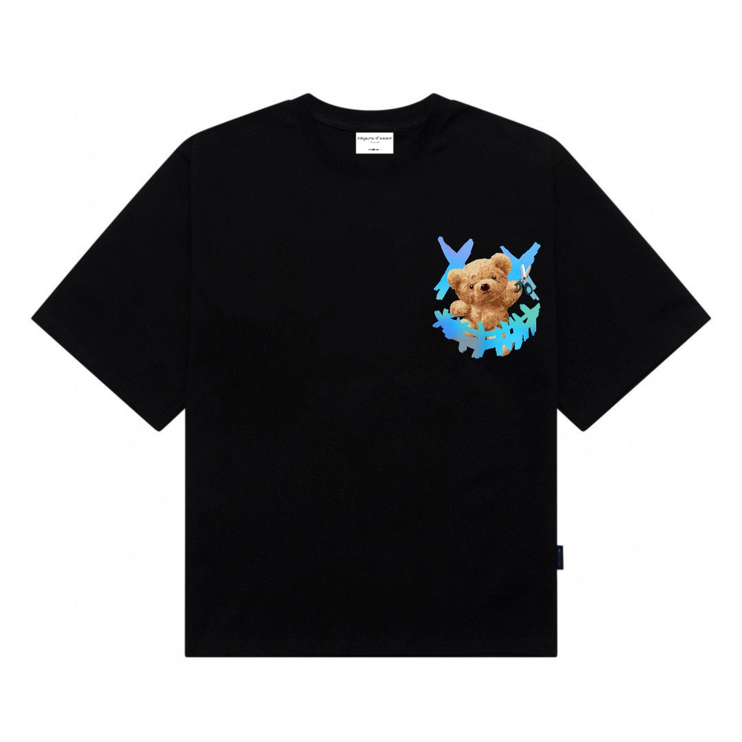 [étiquette d'amour] Smiley Clown Scissors Teddy Premium Oversize Tee