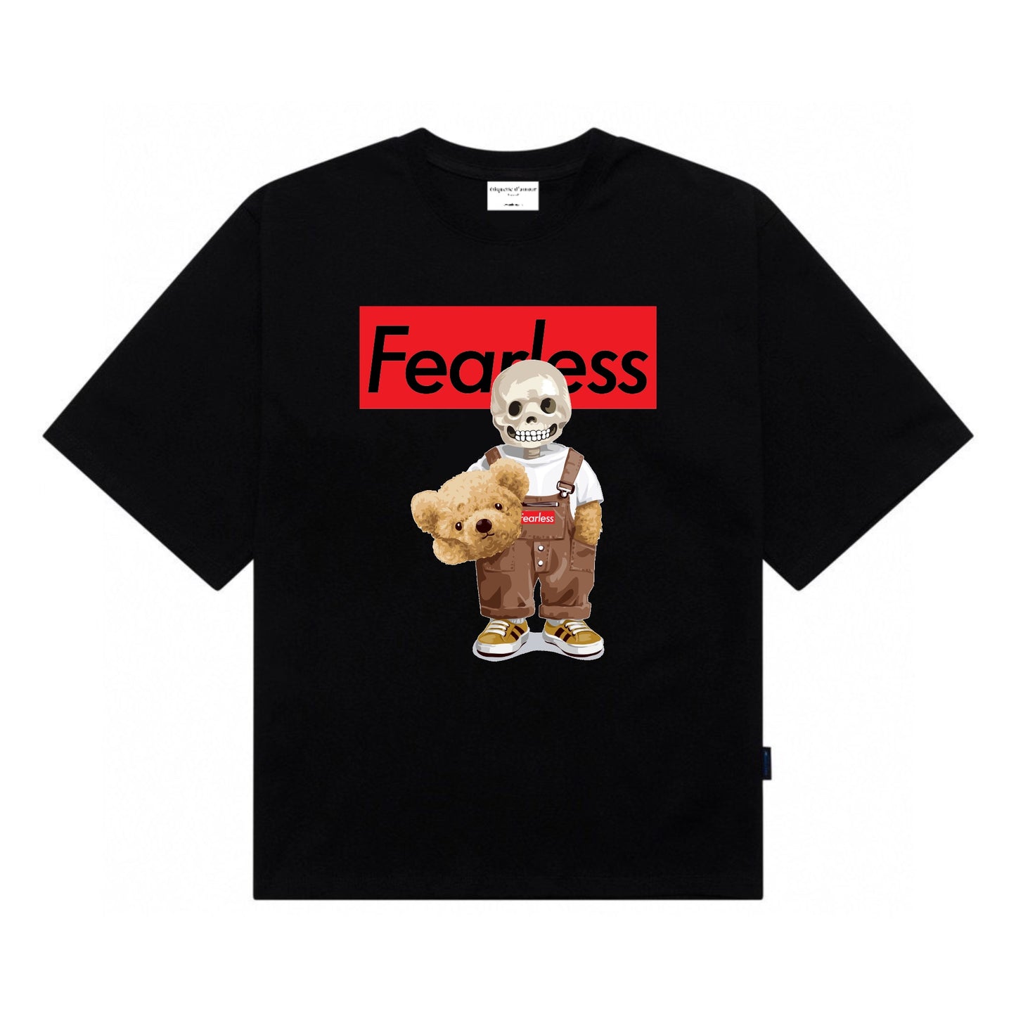 [étiquette d'amour] Fearless Skull Jumpers Teddy Premium Oversize Tee