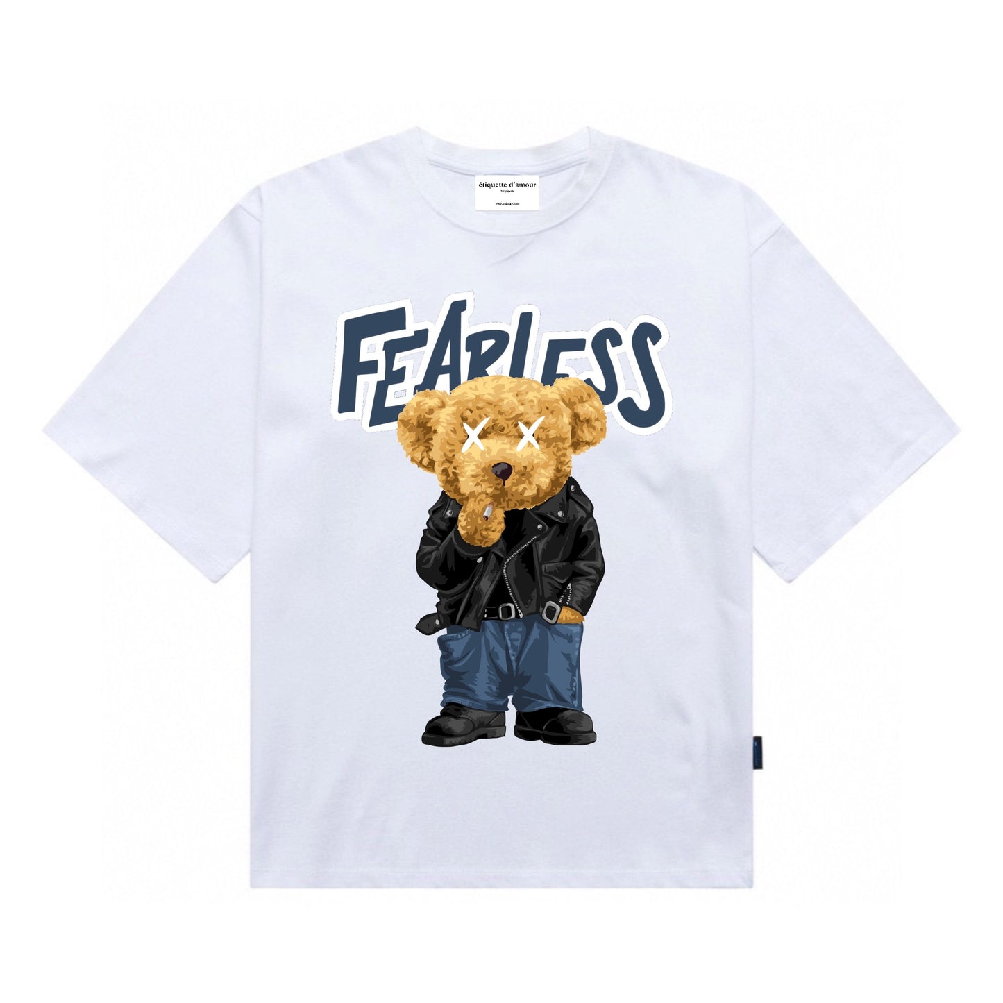 [étiquette d'amour] Fearless XX Smoking Teddy Premium Oversize Tee