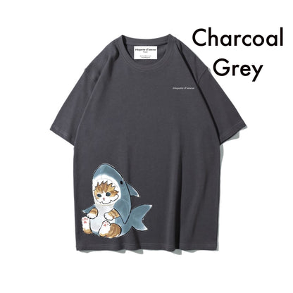 Etiquette Oversized T-Shirt - [0017] Meow Sharkie