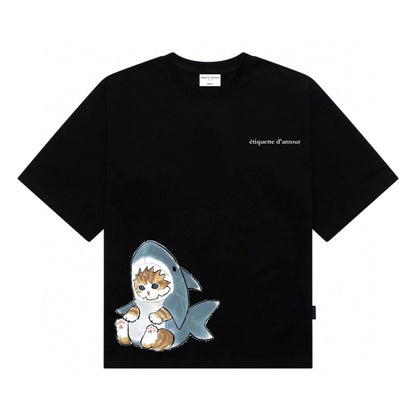 Etiquette Oversized T-Shirt - [0017] Meow Sharkie