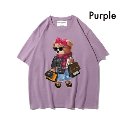 Etiquette Oversized T-Shirt - [0034] Shopaholic Bear