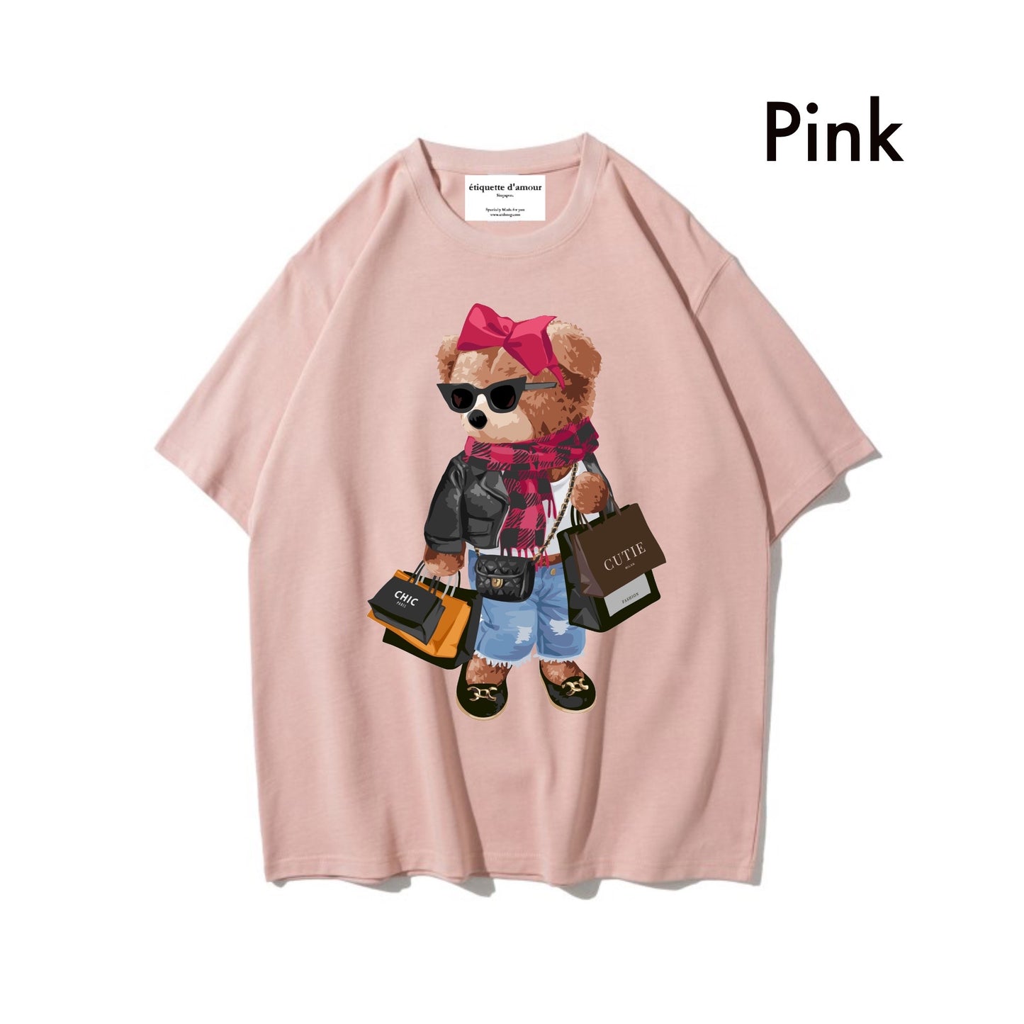 Etiquette Oversized T-Shirt - [0034] Shopaholic Bear