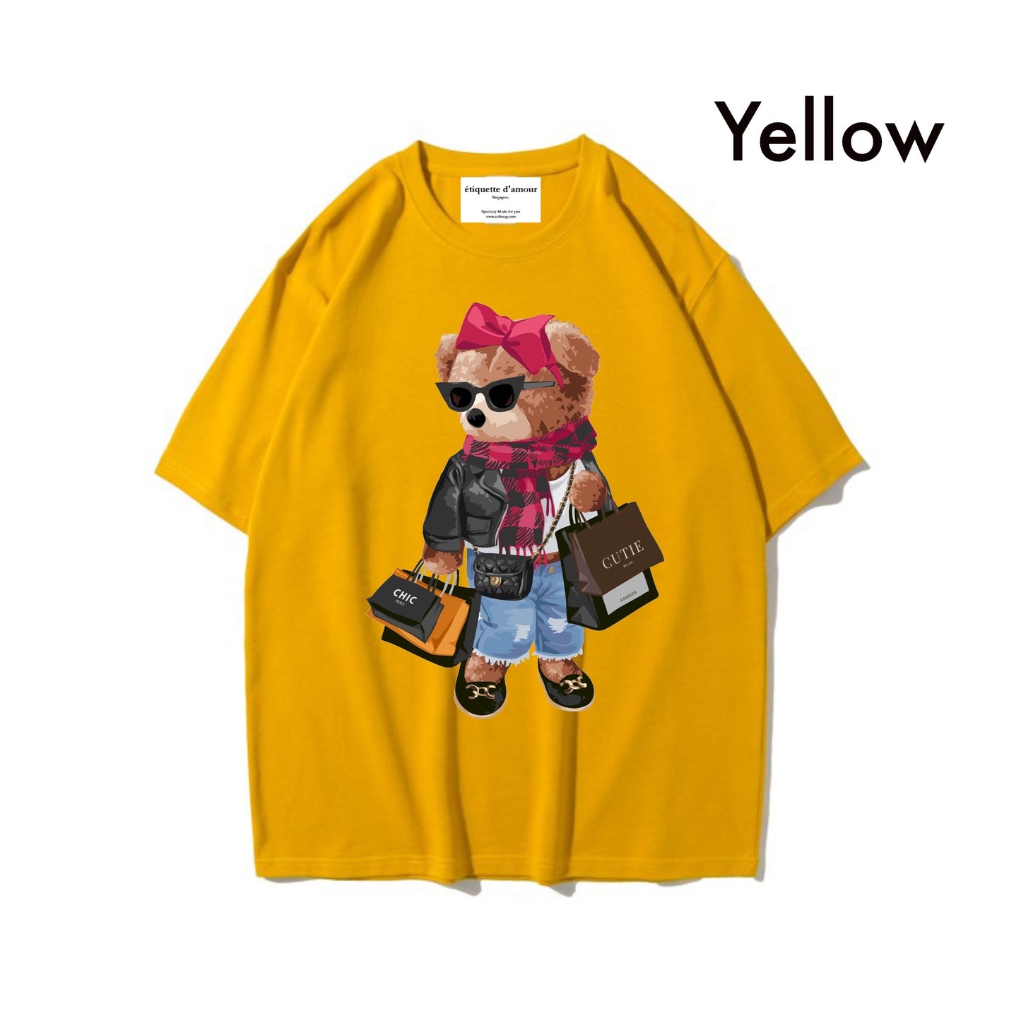 Etiquette Oversized T-Shirt - [0034] Shopaholic Bear