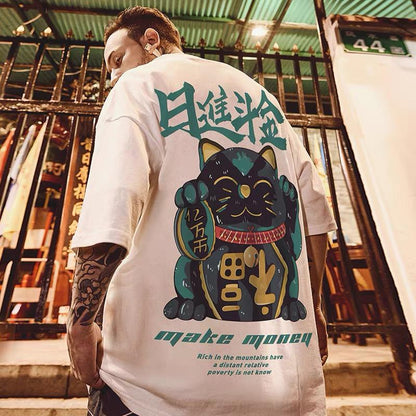 MOYAN - 招财猫 OVERSIZE WHITE TEE