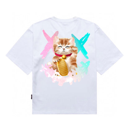 Etiquette Oversized T-Shirt - [0148] Fortune Cat Smiley