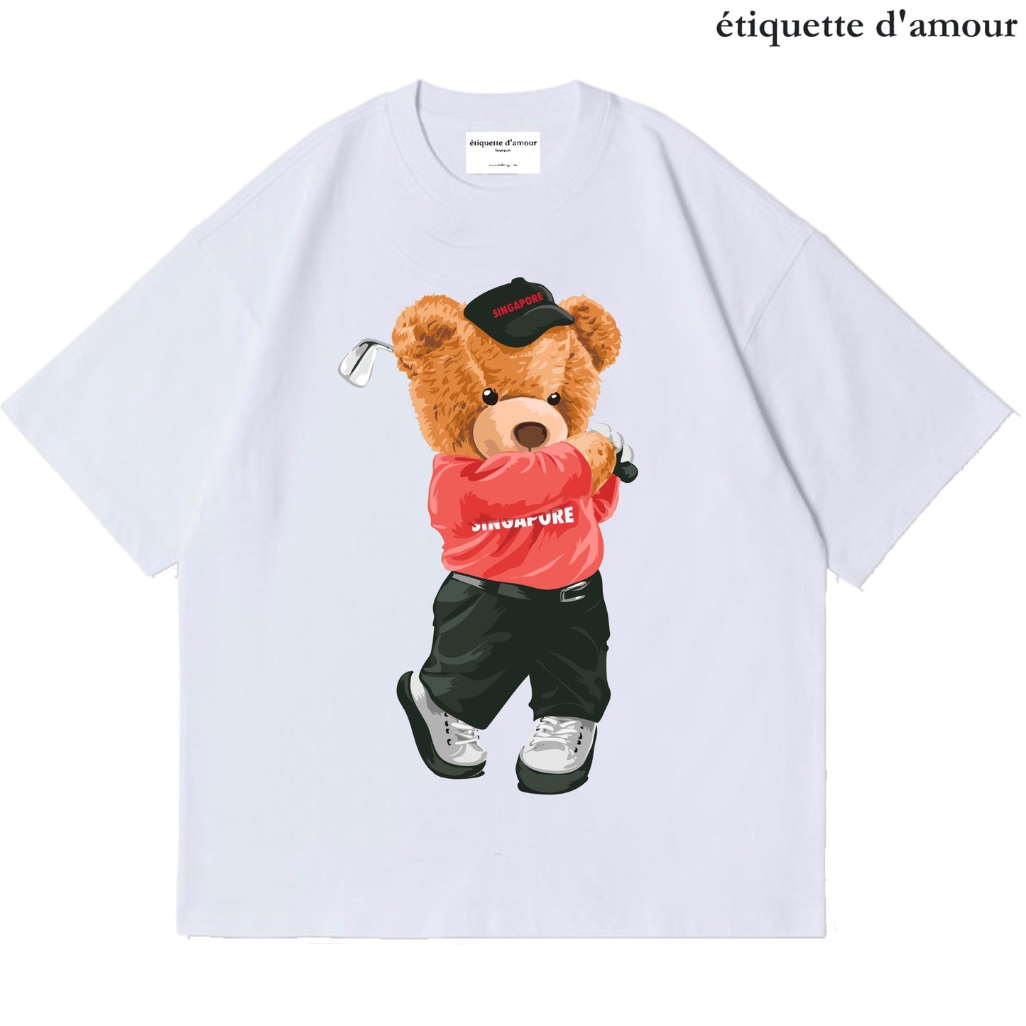 ETDM Unisex Oversized Tee | 0073 | Golfing Teddy Bear