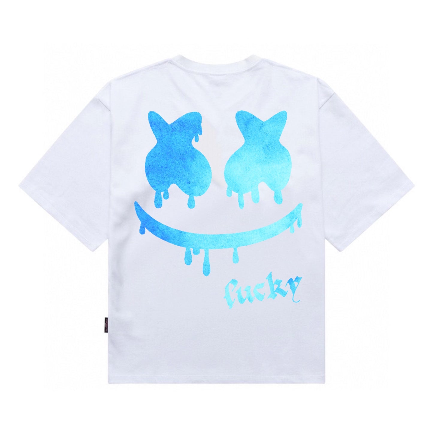 Etiquette Oversized T-Shirt - [0147] Lucky Smiley Blue