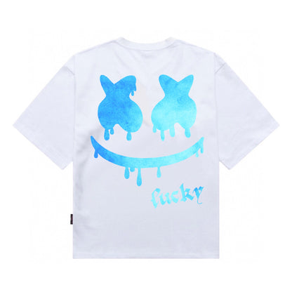 Etiquette Oversized T-Shirt - [0147] Lucky Smiley Blue