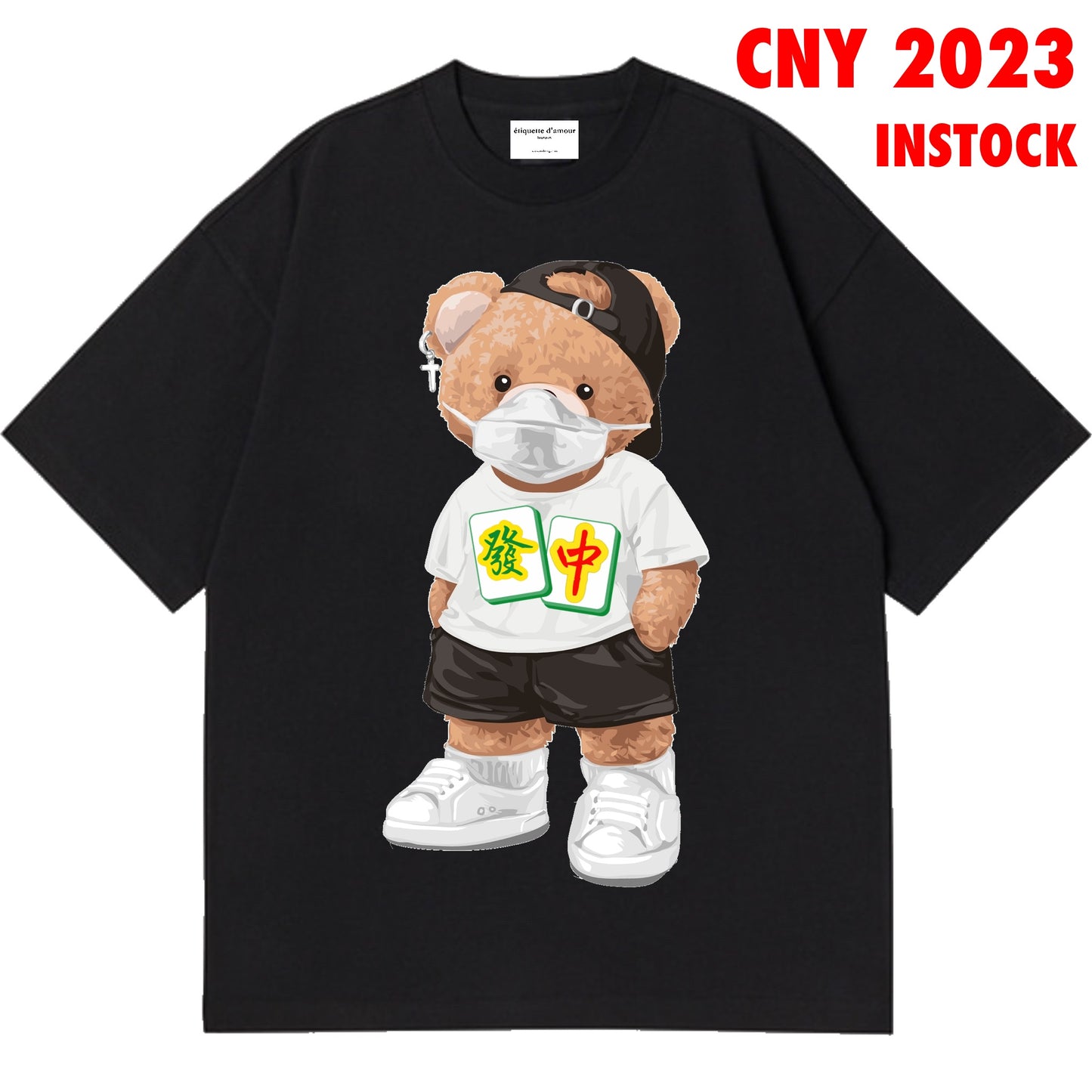 ETDM Unisex Oversized Tee | CNY | 8 | 发中 Shirt Hype Teddy Bear in Black