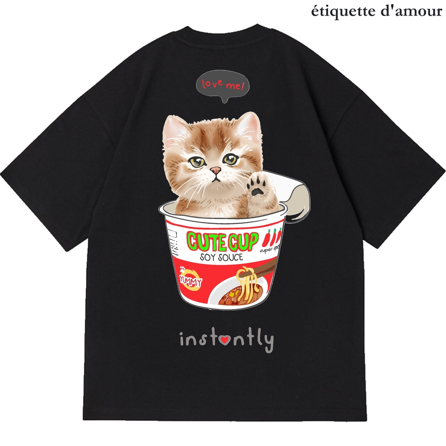 ETDM Unisex Oversized Tee | 0007 | Cute Cup Noodles Kitty