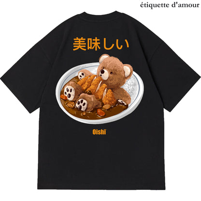 ETDM Unisex Oversized Tee | 0067 | Delicious Curry Teddy Bear