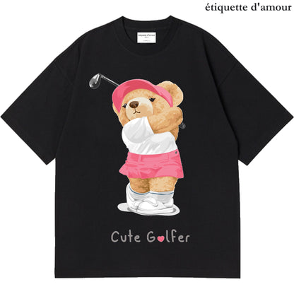 ETDM Unisex Oversized Tee | 0006 | Cute Golfer Teddy Bear