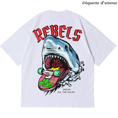 ETDM Unisex Oversized Tee | 0008 | Rebel No Fear Shark