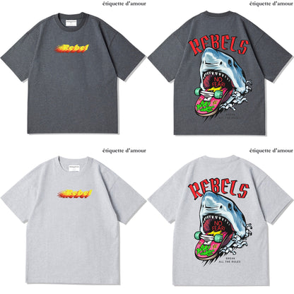 ETDM Unisex Oversized Tee | 0008 | Rebel No Fear Shark