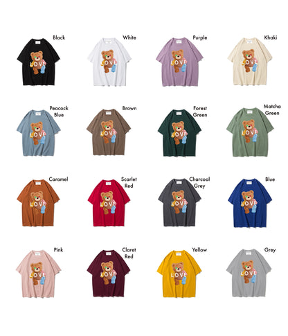 Etiquette Oversized T-Shirt - [0133]  Colourful Love Bear