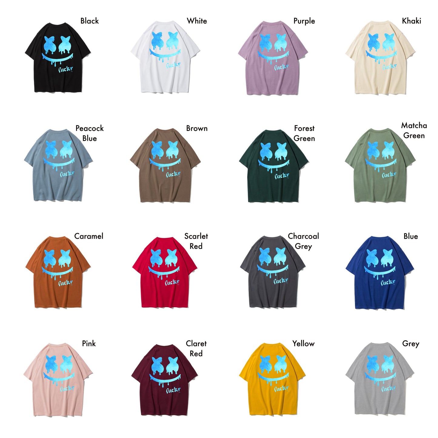 Etiquette Oversized T-Shirt - [0147] Lucky Smiley Blue