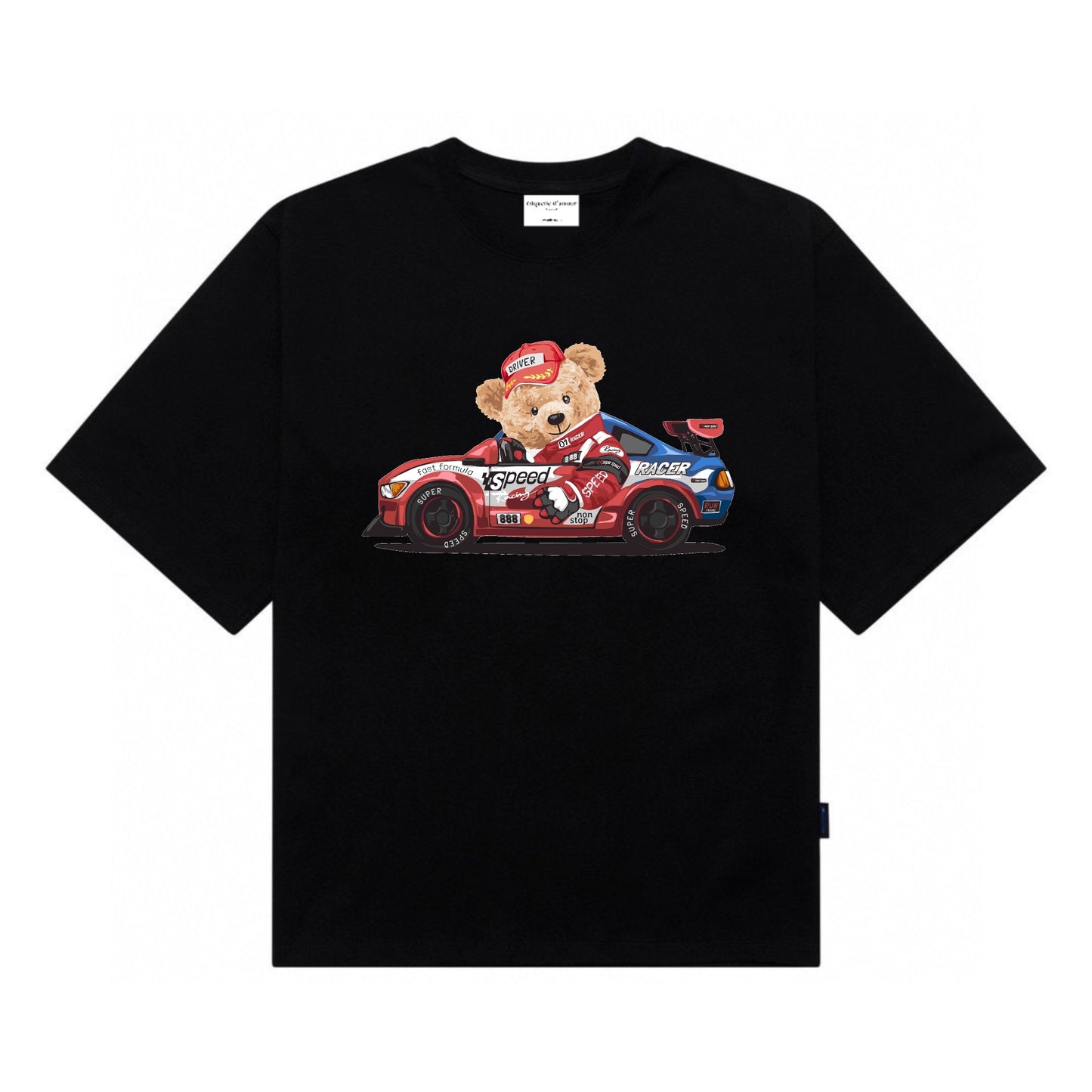 Etiquette Oversized T-Shirt - [0104] Car Racer Teddy Bear