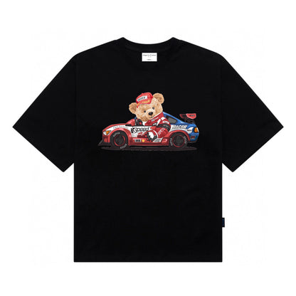 Etiquette Oversized T-Shirt - [0104] Car Racer Teddy Bear