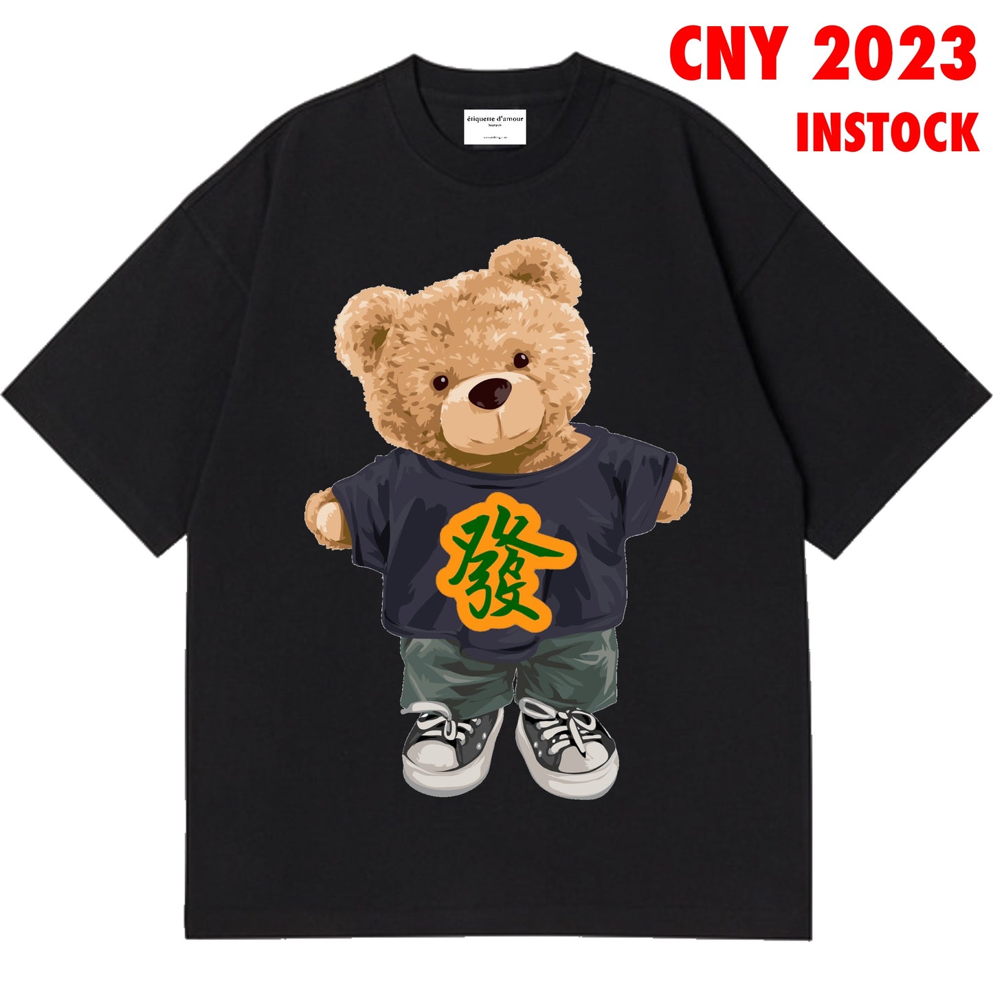 ETDM Unisex Oversized Tee | CNY | 6 | 发 Shirt Teddy Bear in Black
