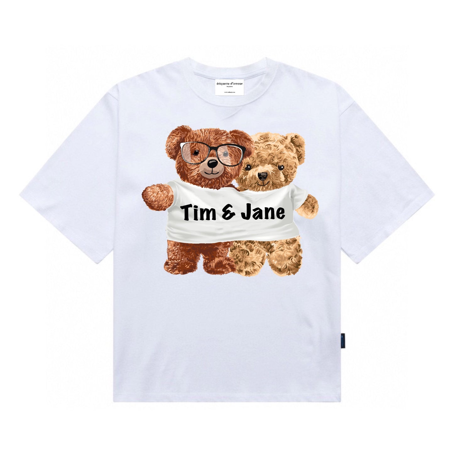 Etiquette Customised Oversized T-Shirt - [0001] Couple Share Tee Bear