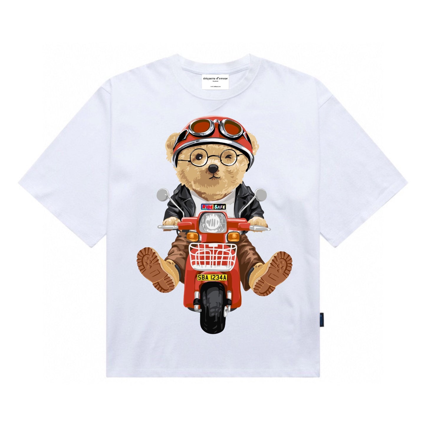 Etiquette Unisex Oversized T-Shirt - 0042 Ride Safe Bear