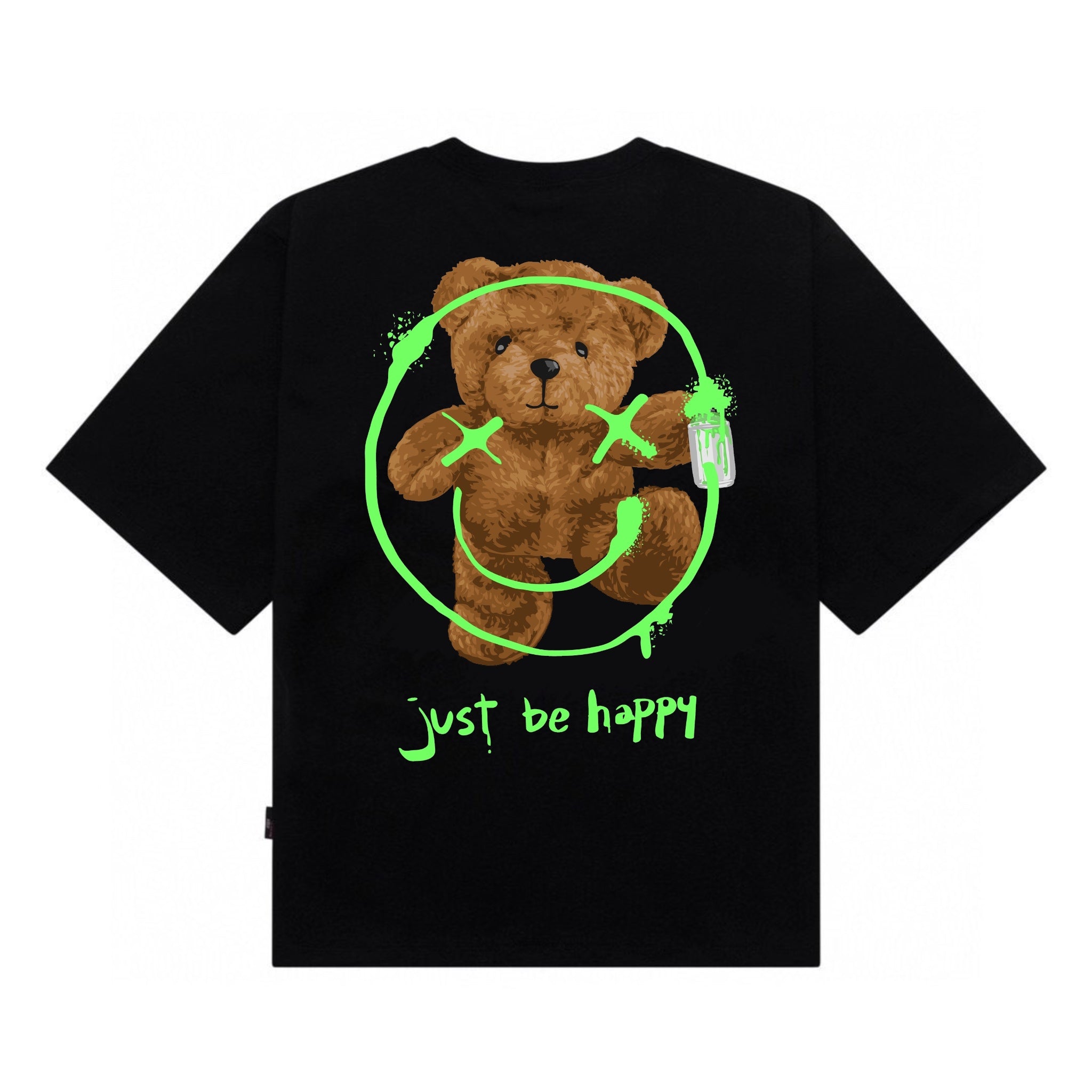 Etiquette Oversized T-Shirt - [0121] Just Be Happy Bear – étiquette d ...