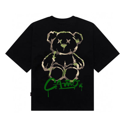 [étiquette d'amour] Camo Bear Print Premium Oversize Tee