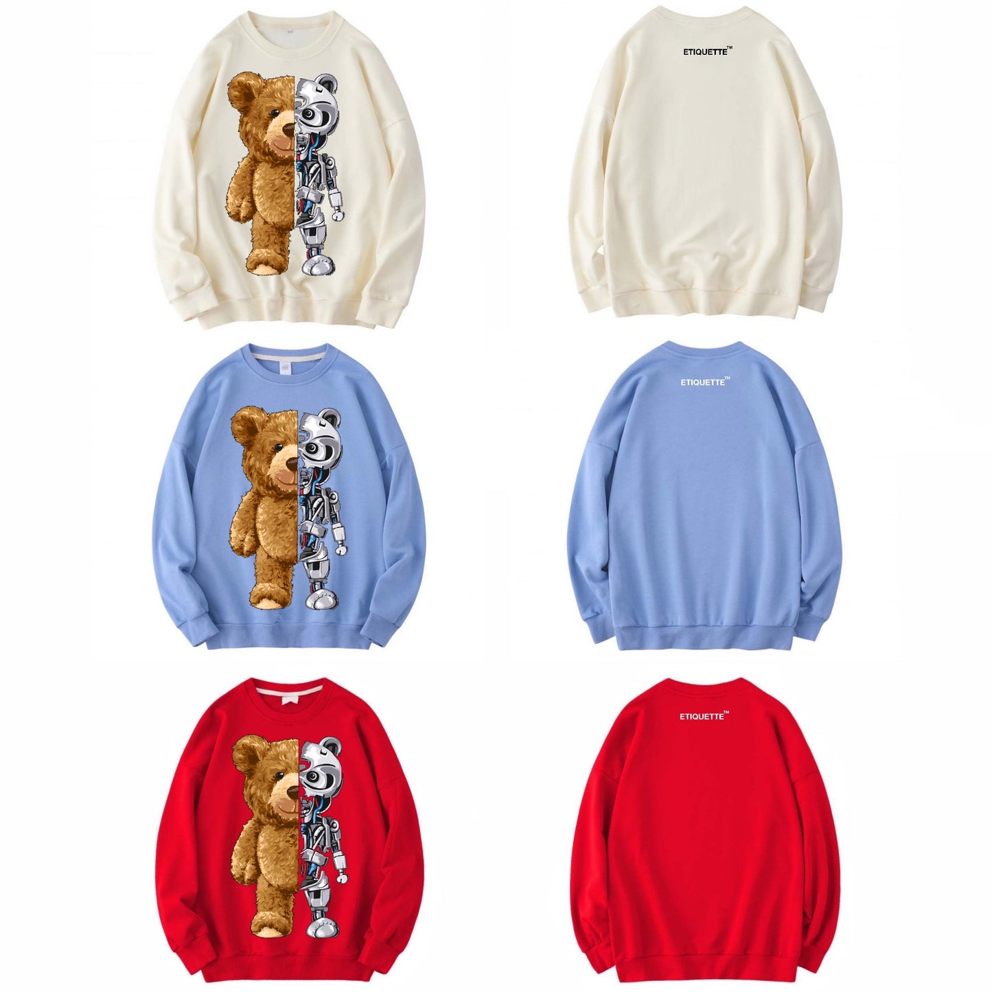 ETDM Unisex Long Sleeve Sweat Shirt | 0048 | Robotics Teddy Bear