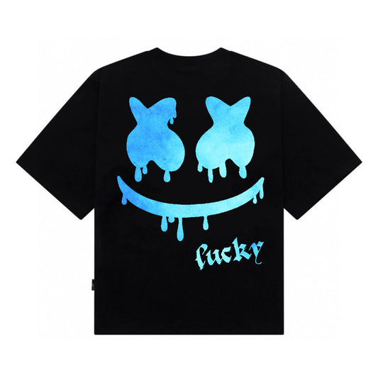 Etiquette Oversized T-Shirt - [0147] Lucky Smiley Blue