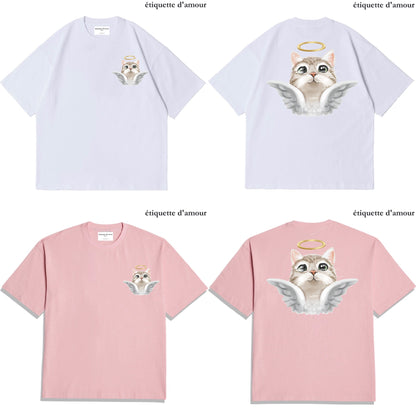 ETDM Unisex Oversized Tee | 0043 | Heavenly Angelic Kitty