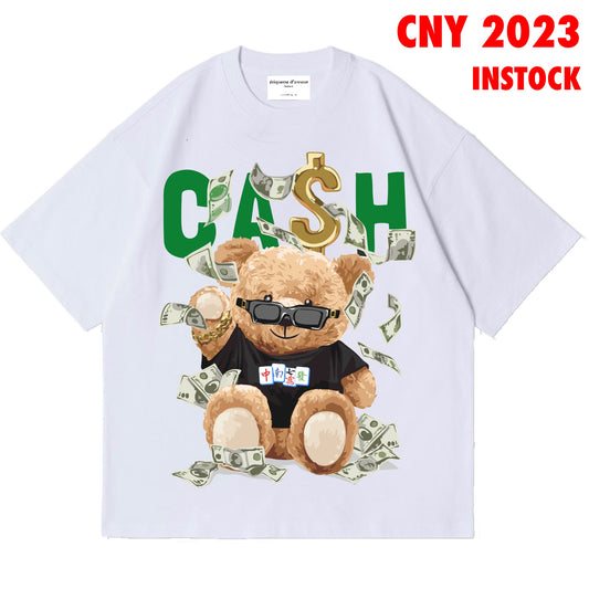 ETDM Unisex Oversized Tee | CNY | 15 | Cash Teddy Bear in White
