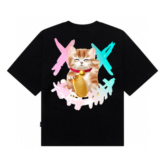 Etiquette Oversized T-Shirt - [0148] Fortune Cat Smiley