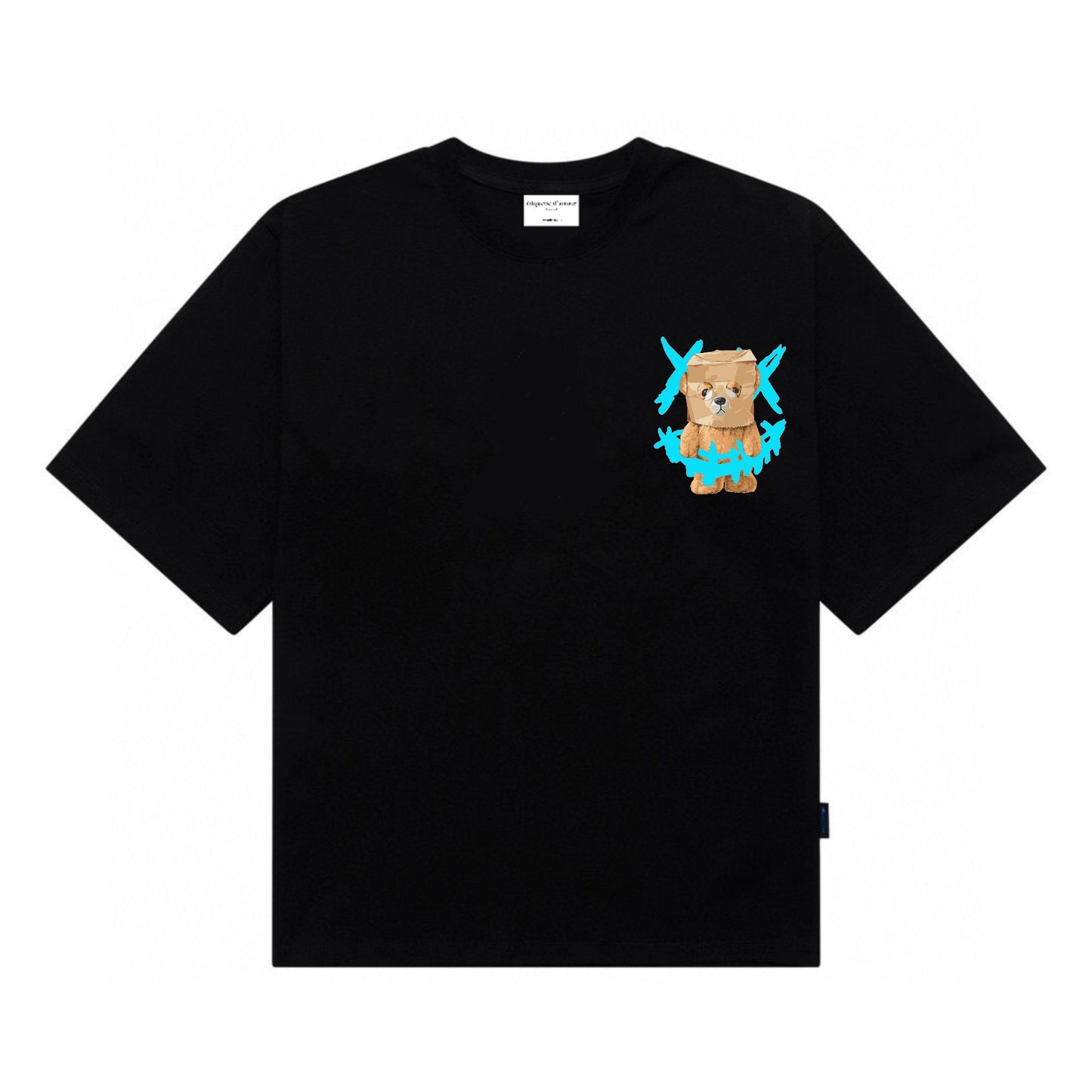 Etiquette Unisex Oversized T-Shirt - 0057 Smiley Clown Paper Bag Bear