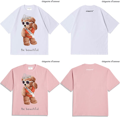 ETDM Unisex Oversized Tee | 0017 | Beauty Queen Teddy Bear