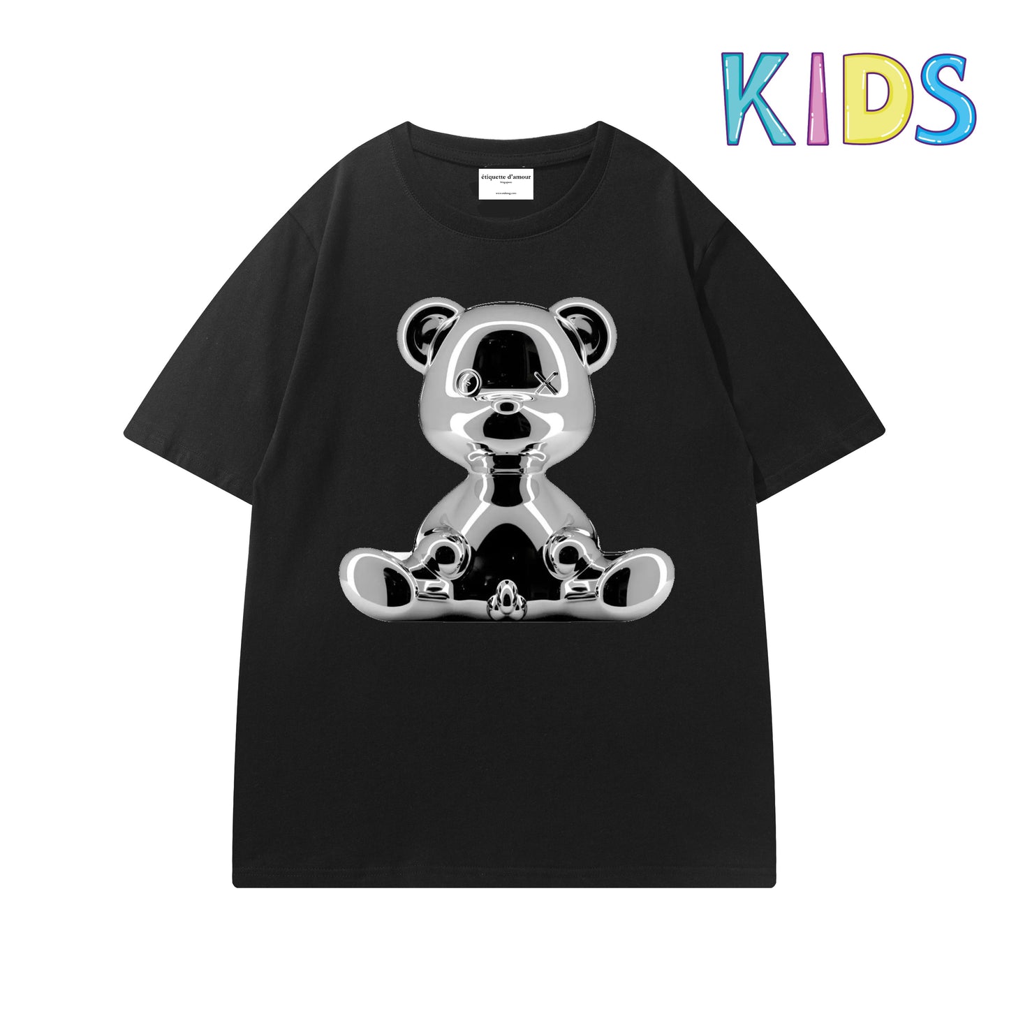 Etiquette Child T-Shirt - 0019 Silver Chrome Bear