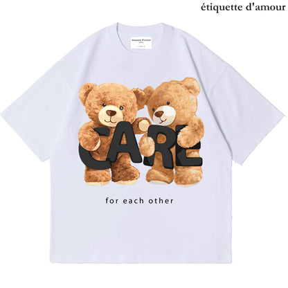 ETDM Unisex Oversized Tee | 0016 | Care Couple Teddy Bear